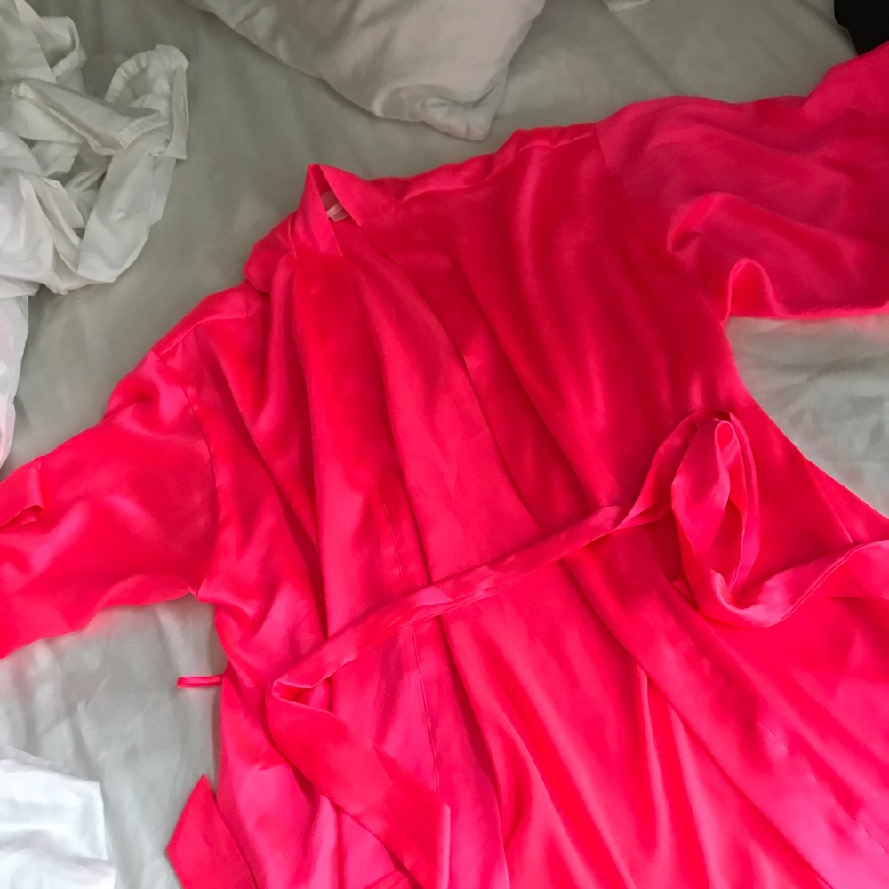 Victoria Secret Hot pink satin kimono